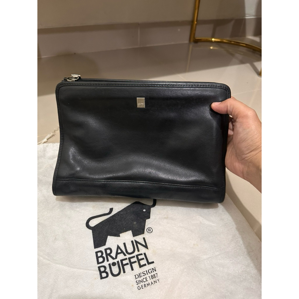 PL hand bag kulit braun buffel (tas tangan pria)