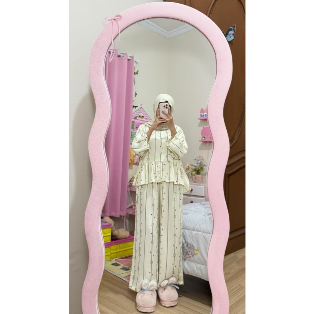 One Set LILY Hijab Wanita Korean Style Blouse Bunga Ruffle All Size