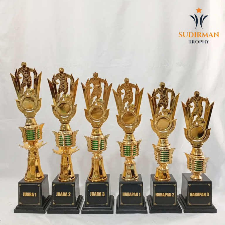 PIALA SET ISI 6  | PIALA KOMBINASI MAHKOTA DAN PAGODA B4 | FIGUR SEPAK BOLA FUTSAL