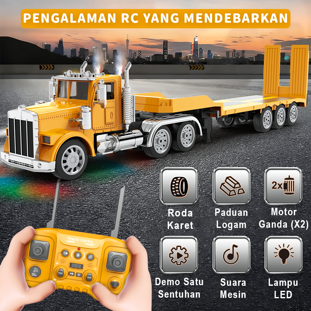 YOYOTOY Mainan Truk Towing Remote Control Dilengkapi lampu dan fungsi semprot ganda anank
