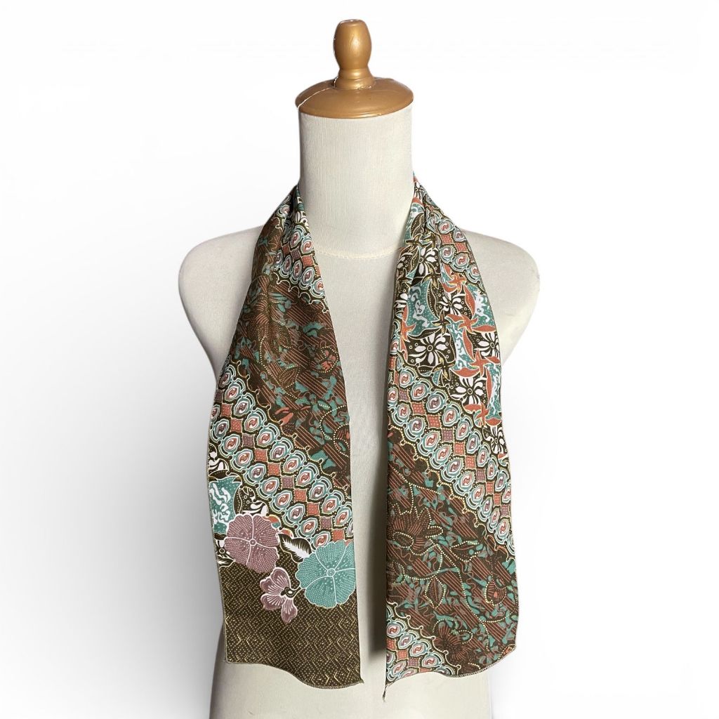 Syal Scarf Batik Dasi Hijau Unisex Katun Khas Indonesia