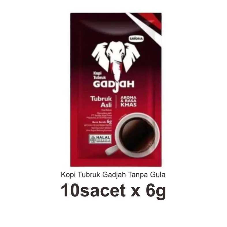 Kopi Tubruk Gadjah Asli Renteng - Bubuk Kopi Hitam  (tanpa gula) 10 Sachet x 6g