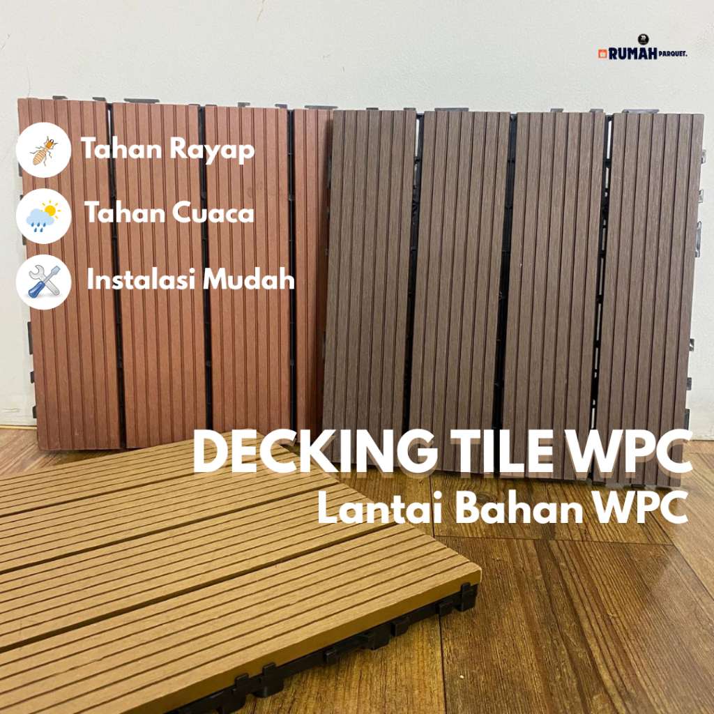 Decking Tile WPC - Paket Hemat Bundling - Lantai indoor dan outdoor - Lantai Kayu bongkar pasang - D