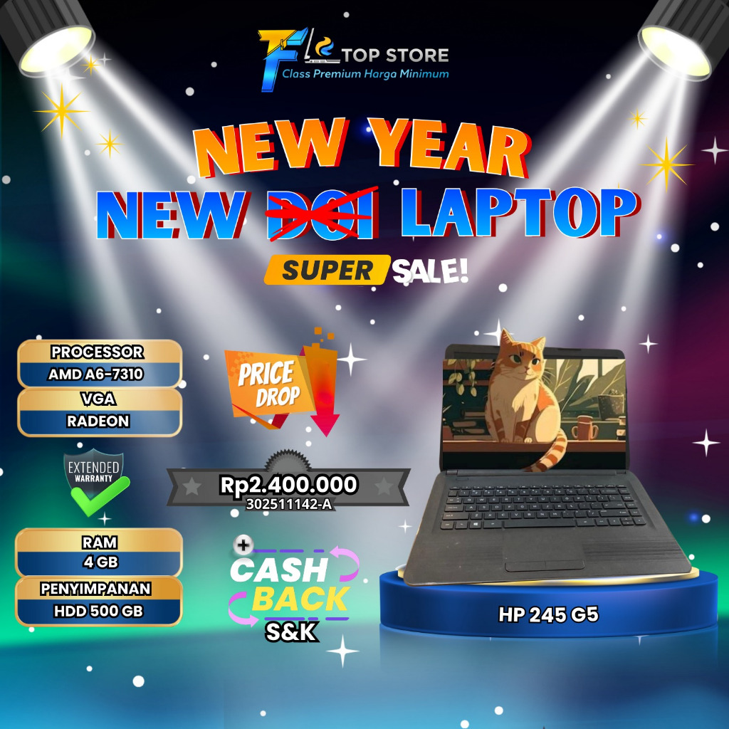 LAPTOP HP 245 G5 14INC HD AMD A6-7310 HDD 500/4 GB-MULUS