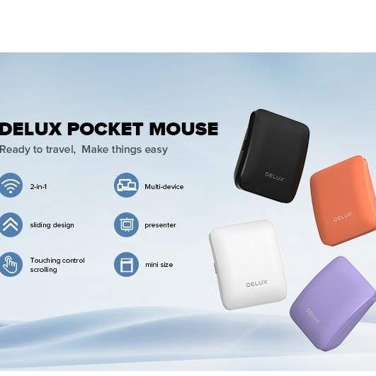 Delux MF10 2in1 Foldable Bluetooth Mouse Laser Presenter Touch Scroll