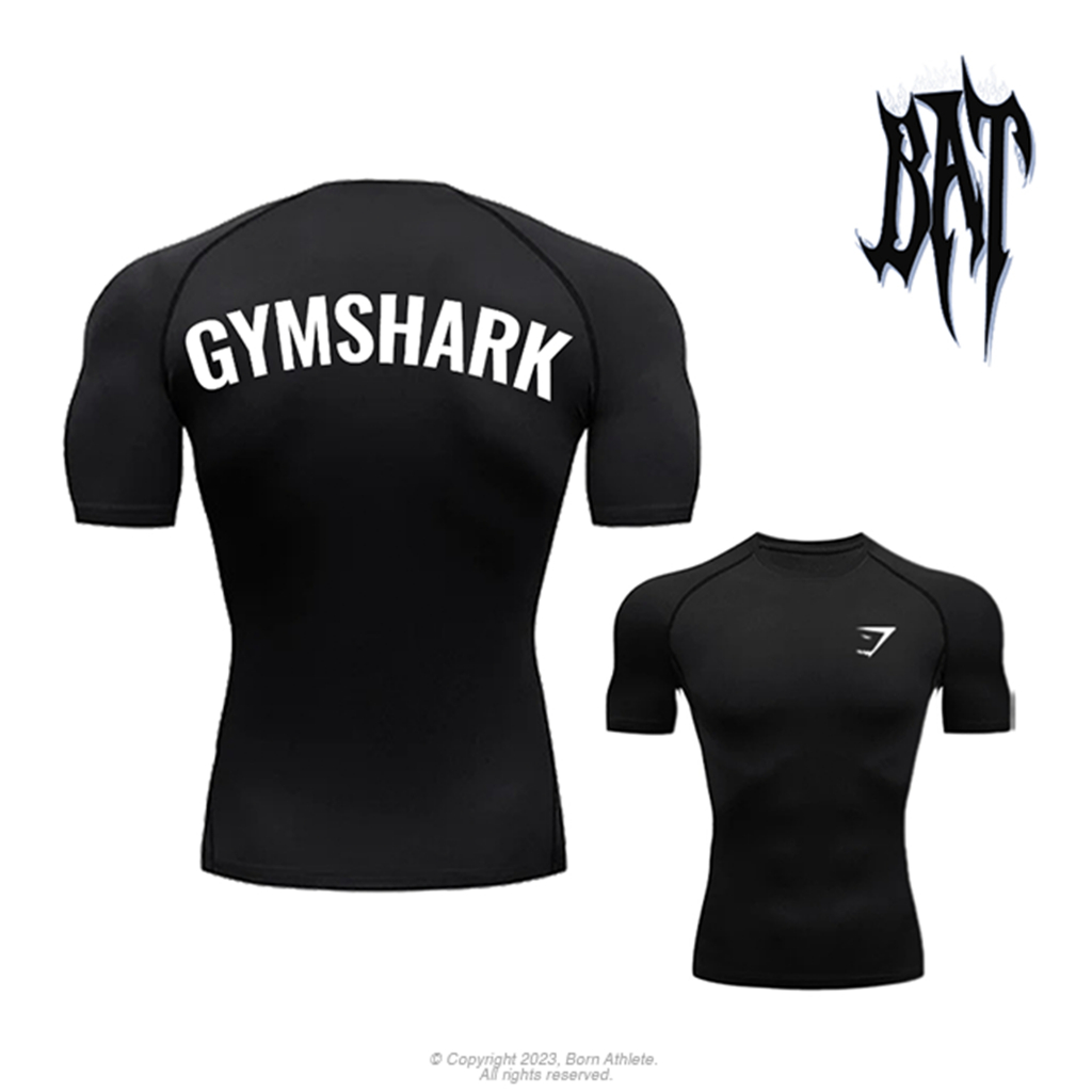 Born Athlete Gymshark Power | Kaos Kompresi Spandex Premium | Baju Gym Pria Muscle Fit / Ketat Lenga