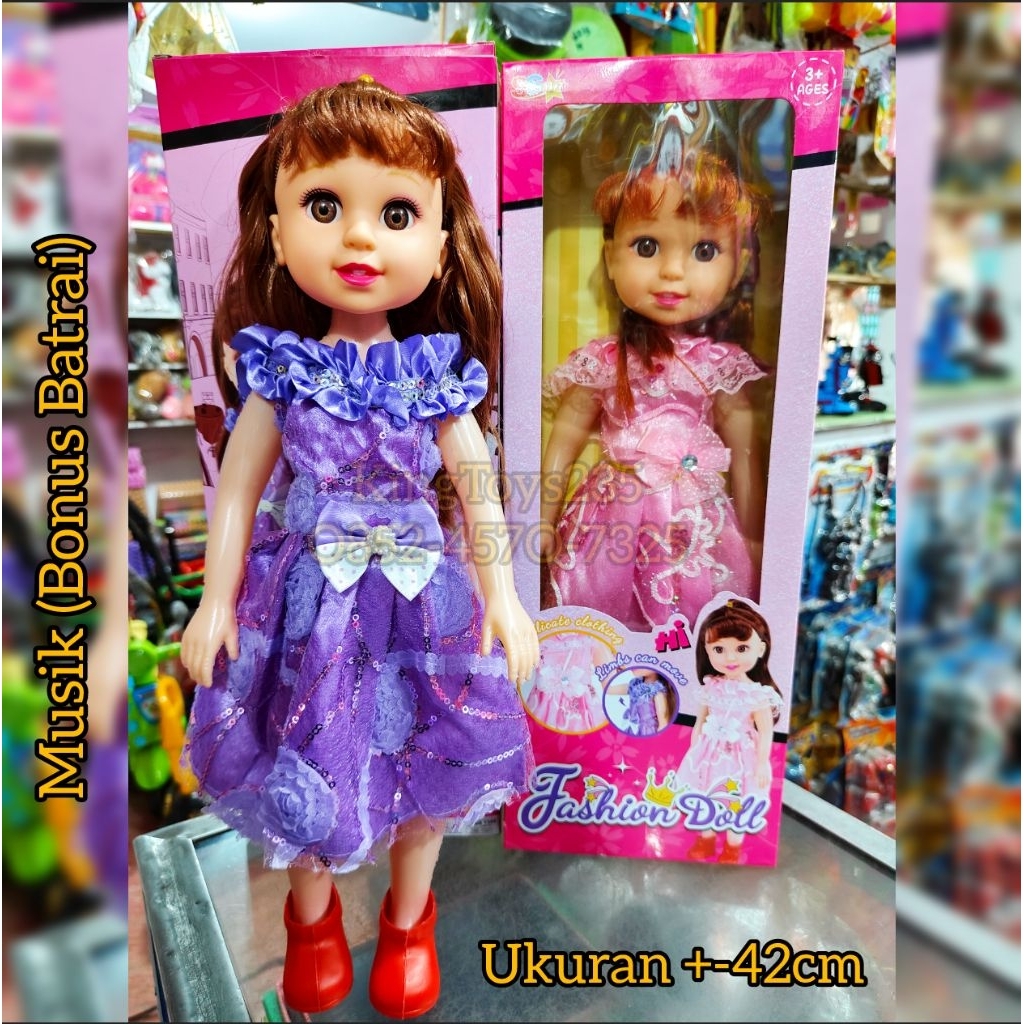 Mainan Anak Boneka Bonus Batrai Musik Suara Lagu Besar Tinggi 42cm Susan Rambut Tebal Lebat Barbi Be