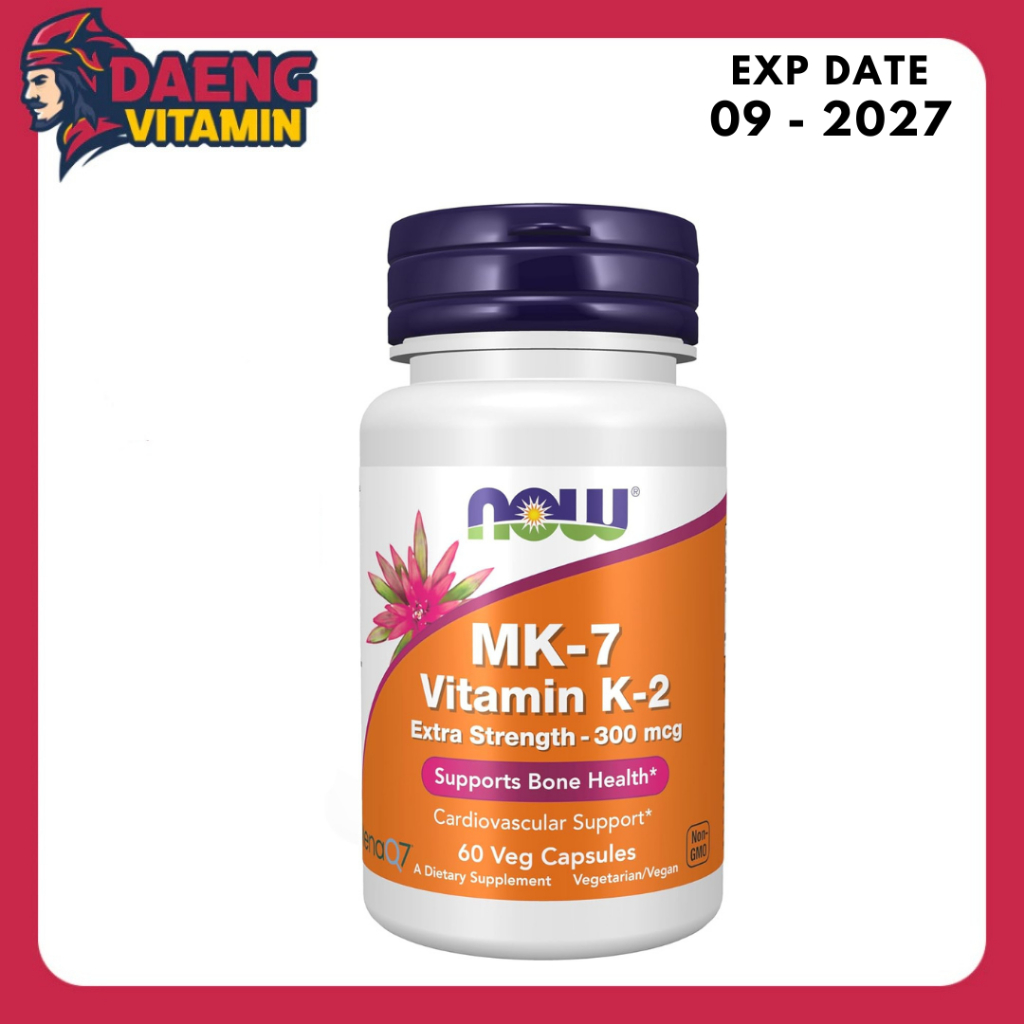 Vitamin Suplemen MK7 MK-7 VItamin K2 K-2 100mcg Now Foods 60 Veggie Kapsul