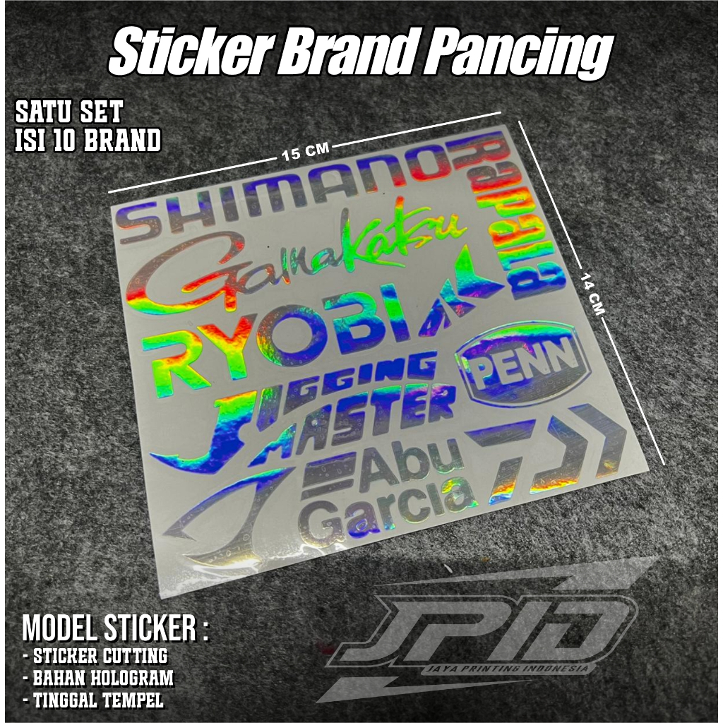 Stiker Joran Pancing  Hologram Cutting Sticker Merk Joran Shimano Abu Gracia Rapla Ryobi Gamakatsu