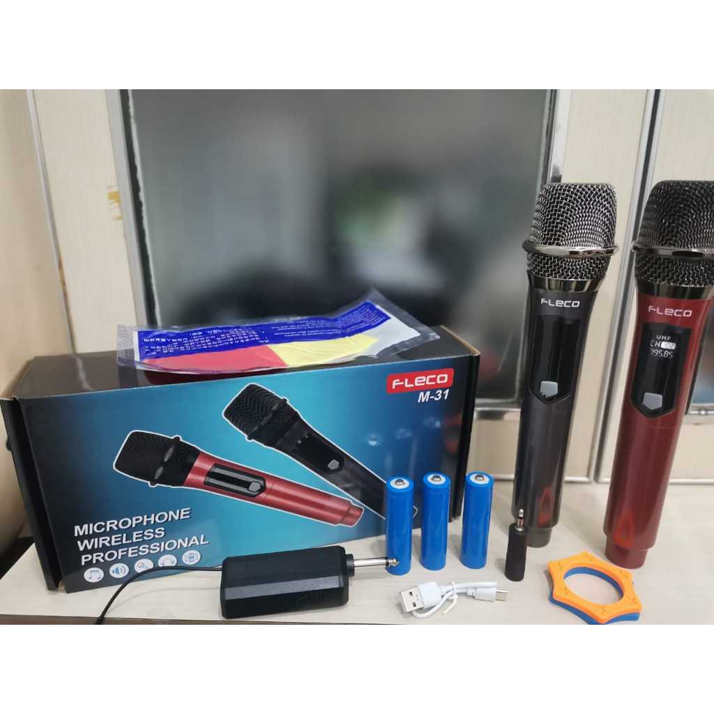 Mic Wireless Fleco M31 Microphone Karaoke Tanpa Kabel / Mic Wireless Microphone Professional Wireles