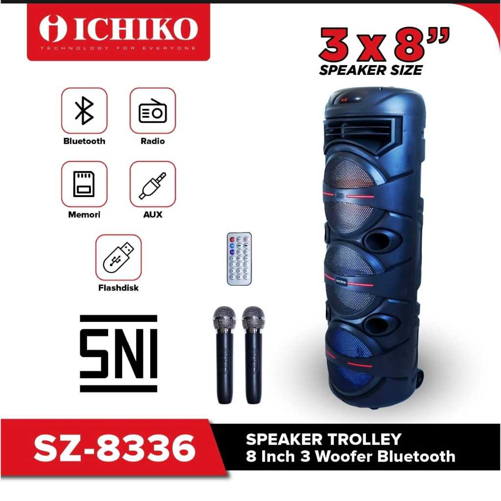 Speaker Karaoke Portable Bluetooth Ichiko SZ-8336 8 Inch