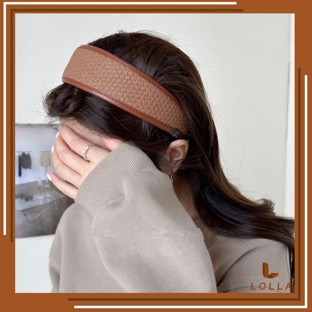 Bando Accesories Korea Wanita Motif Polos Bando Samping Lebar - 6016