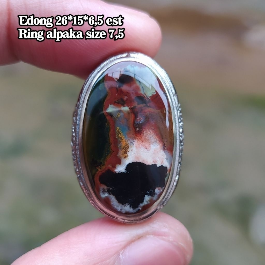 (BISA COD) Cincin Batu Akik Pancawarna Garut Edong Asli