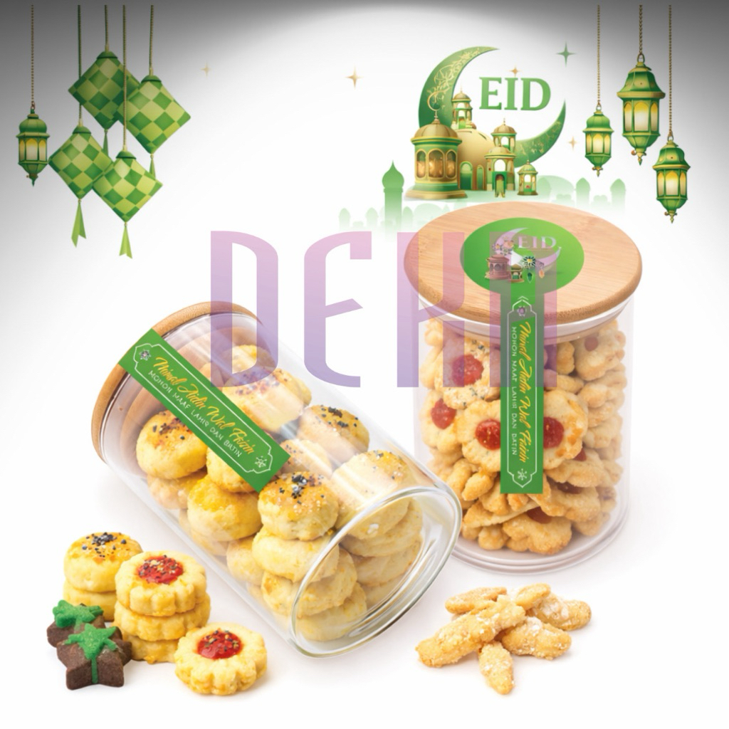 Stiker Segel Idul Fitri / Sticker Ramadan untuk Toples Kue Kering & Hampers Lebaran