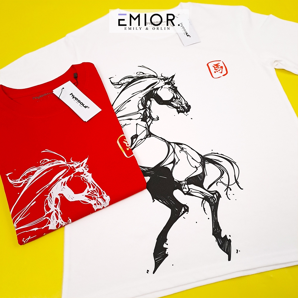 EMIOR Kaos Wanita Imlek 2026 Baju Atasan Perempuan Cewek Branded Import Impor Premium HYE HORSEINK