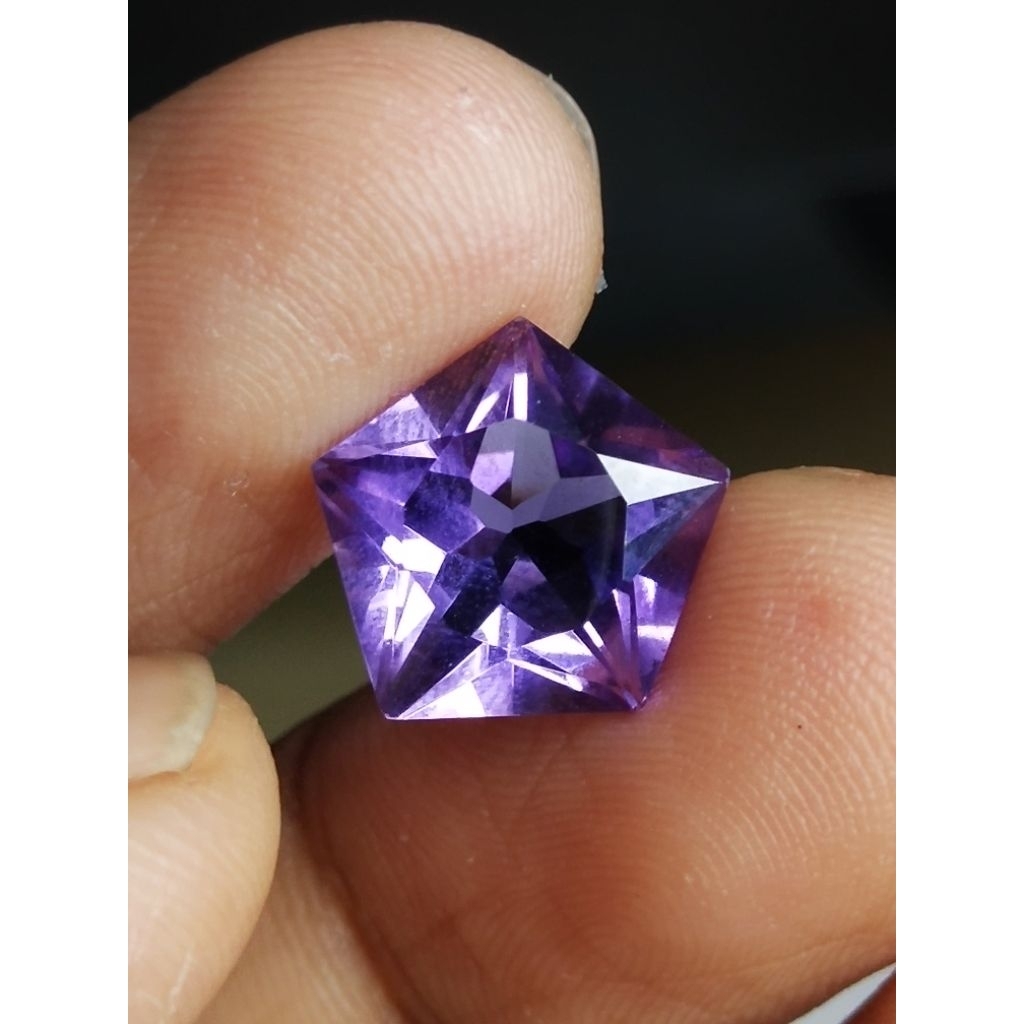 Natural Amethyst Indonesia Memo 12 x 12 x 6.9 mm 4.65 Ct Kecubung Ungu Star Bintang Cutting NTD YGL 