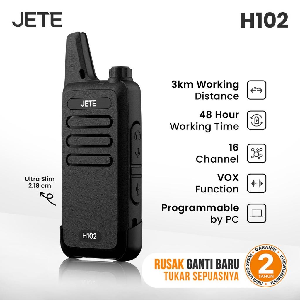 Handy Talky JETE H102 HT 16 Channel Walkie Talkie Jarak Jauh 3km