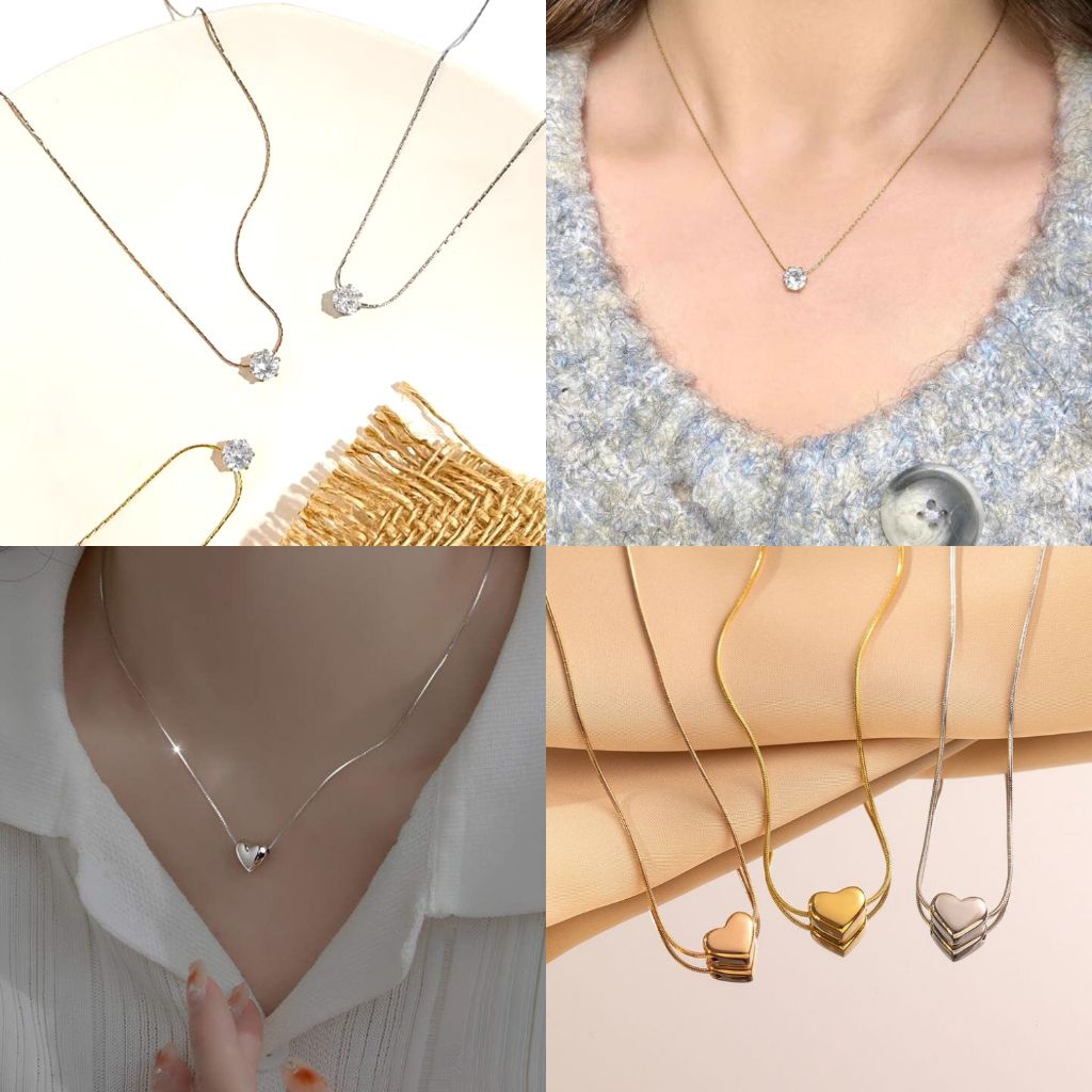 Kalung Wanita Korea Titanium Anti Karat Simple Elegan Mewah