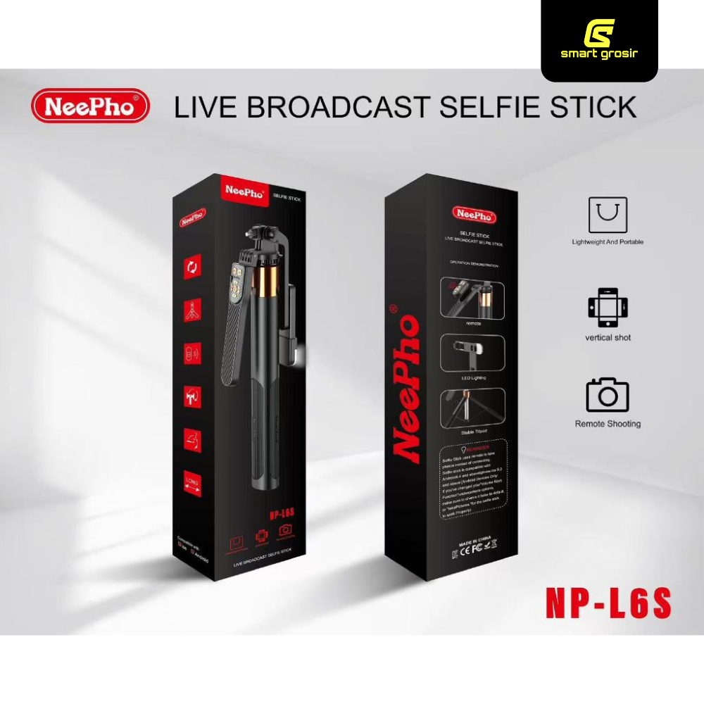 Neepho L6-L6s Tripod Ponsel Dengan Tongsis Selfie Pengontrol Jarak Jauh Bluetooth Holder Hp Portable