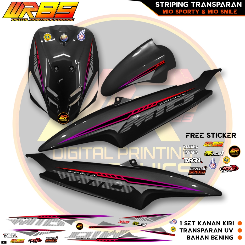 STRIPING TRANSPARAN MIO SPORTY DAN MIO SMILE | MOTIF SIMPLE ORIGINAL | PREMIUM QUALITY | PRINT UV CO