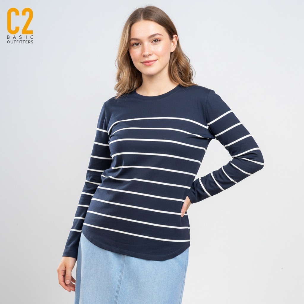 C2 Raikel Navy T-Shirt Wanita