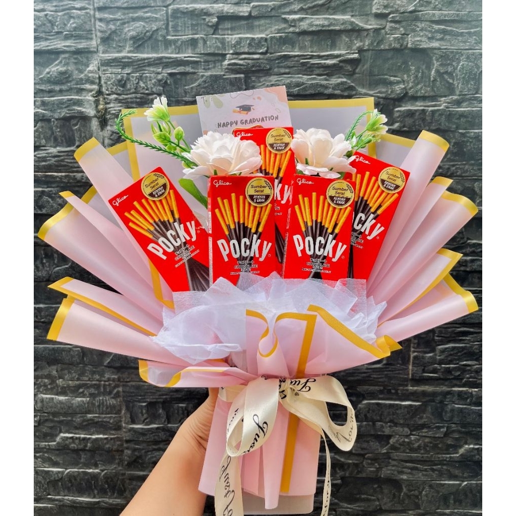 Buket Snack Pocky Jumbo - Warna Pink, Pilihan Rasa Menarik, Hadiah Spesial