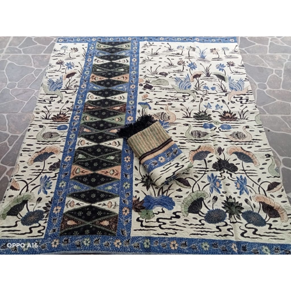 BATIK TRUSMI CIREBON SETELAN SARUNG SELENDANG SUTRA TENUN ATBM BARON