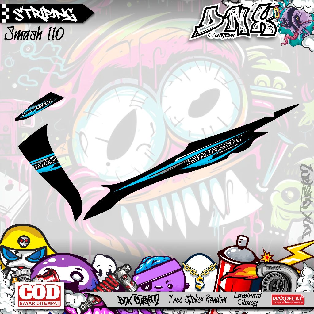 STRIPING STIKER VARIASI SUZUKI SMASH 110R RACING KD5