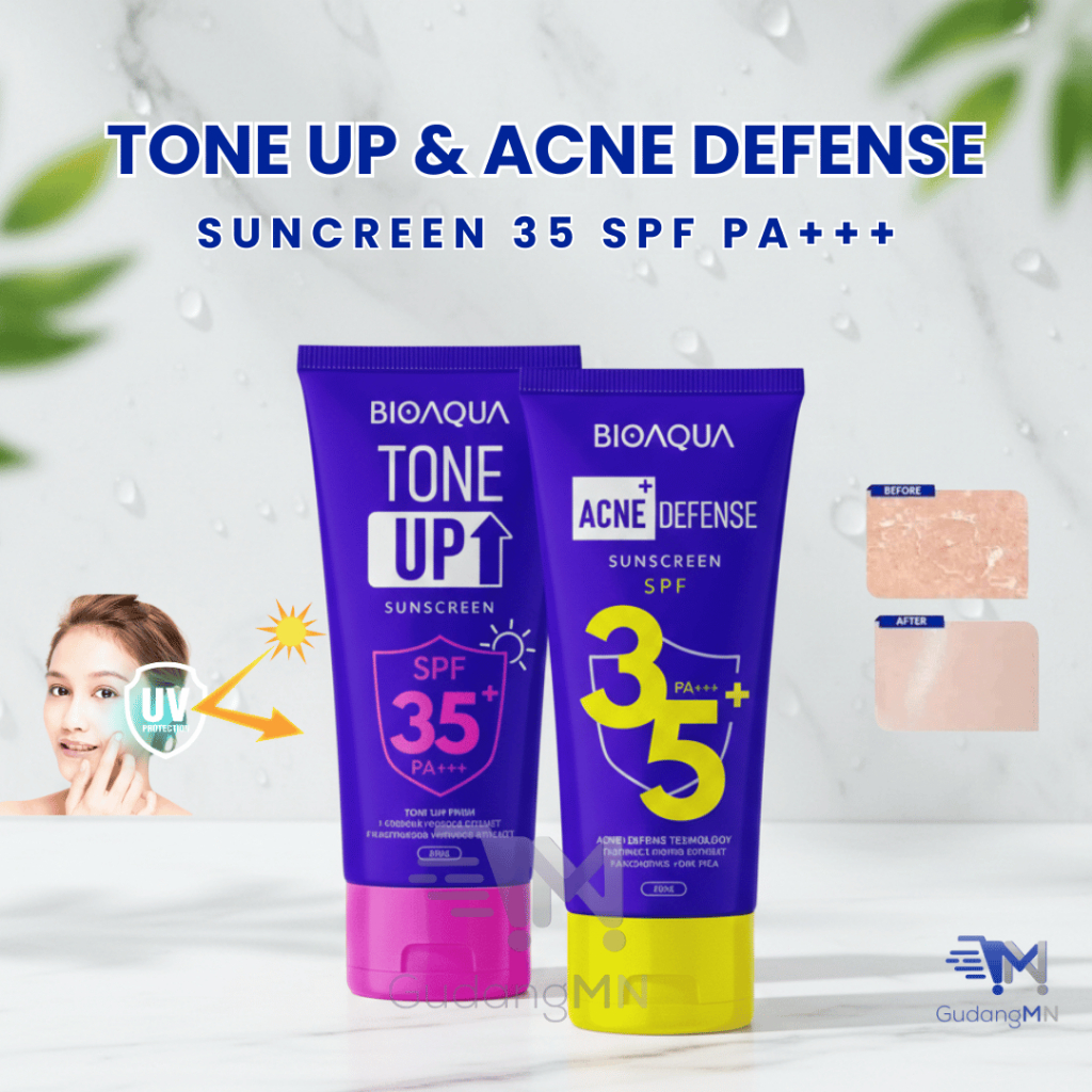 Bioaqua Sunscreen SPF35+++ 35g | Tone Up | Acne Defense
