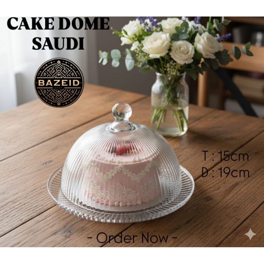 CAKE TRAY GLASS DOME COVER / GLASS DOME TRANSPARANT /  MINI GLASS DOME SERVER TRAY