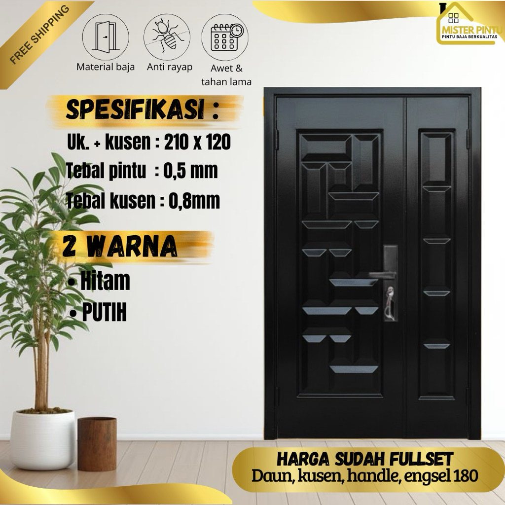 Pintu baja Mom&Son  / Pintu Utama Baja Pintu Baja Set Pintu Plate Baja / Pintu + Kusen + Handle Anti