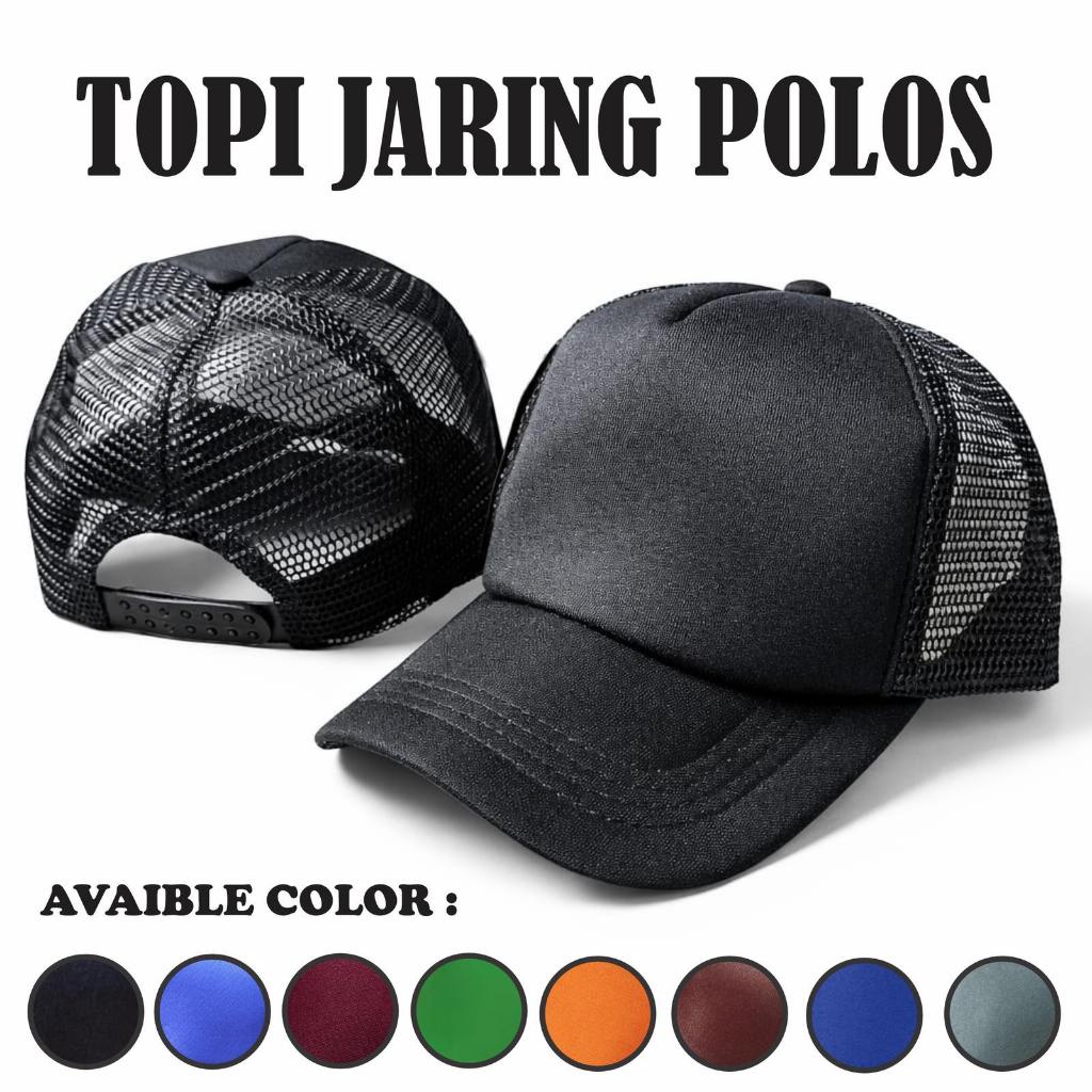 Jatacc Topi Jaring Polos Trucker Hat Kualitas Distro Premium Bahan Cotton Jaring Kain Tebal Lembut N