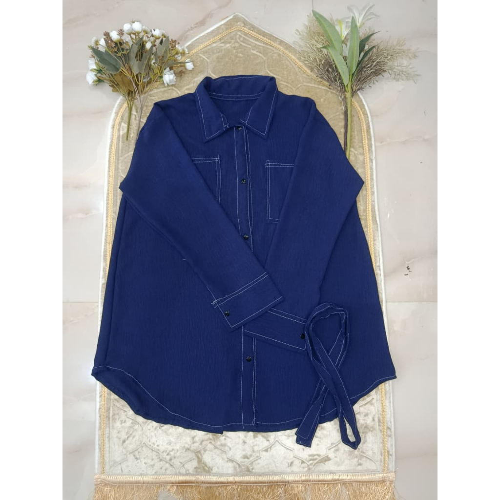 DwafGalerry - Atasan Zoey Tunik Free Belt - Atasan Kemeja Tunik Kekinian Wanita Jumbo XXL