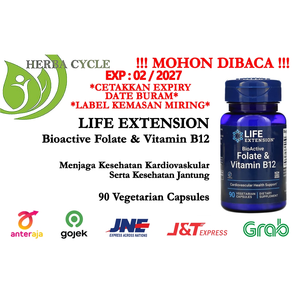 Life Extension BioActive Folate Vit B12 90 Veg Vitamin B12 ORI USA