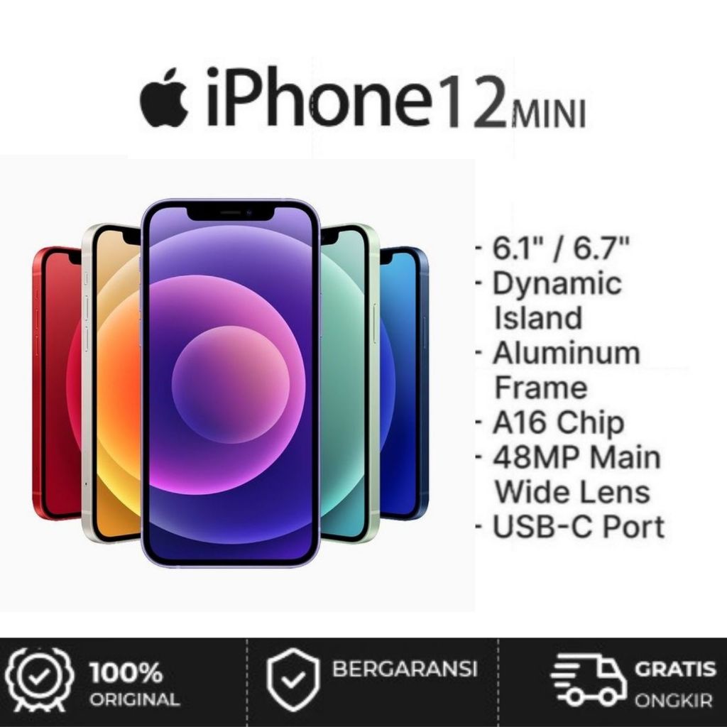 HP APPLE IPHONE 12MINI64GB/128GB HP12MINI FULLSET SECOND ORI LIKE NEW BergaransiTerpercaya second mu