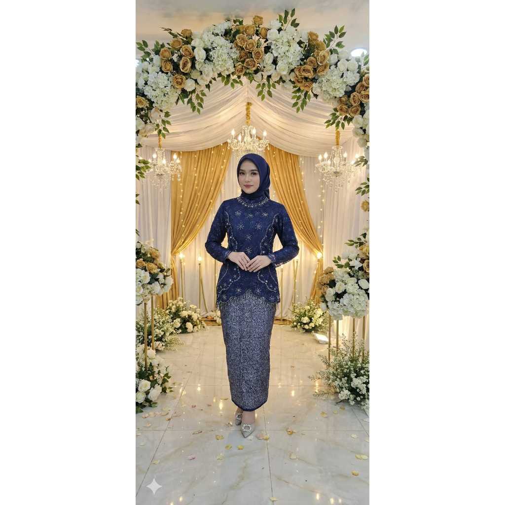 STELAN DAN ATASAN KEBAYA ROSA RONCE BAHAN TILE MIX ROK SPAN LILIT