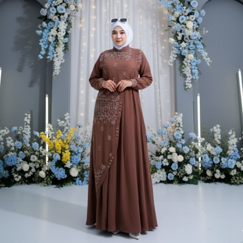 gamis brokat kondangan simple elegan