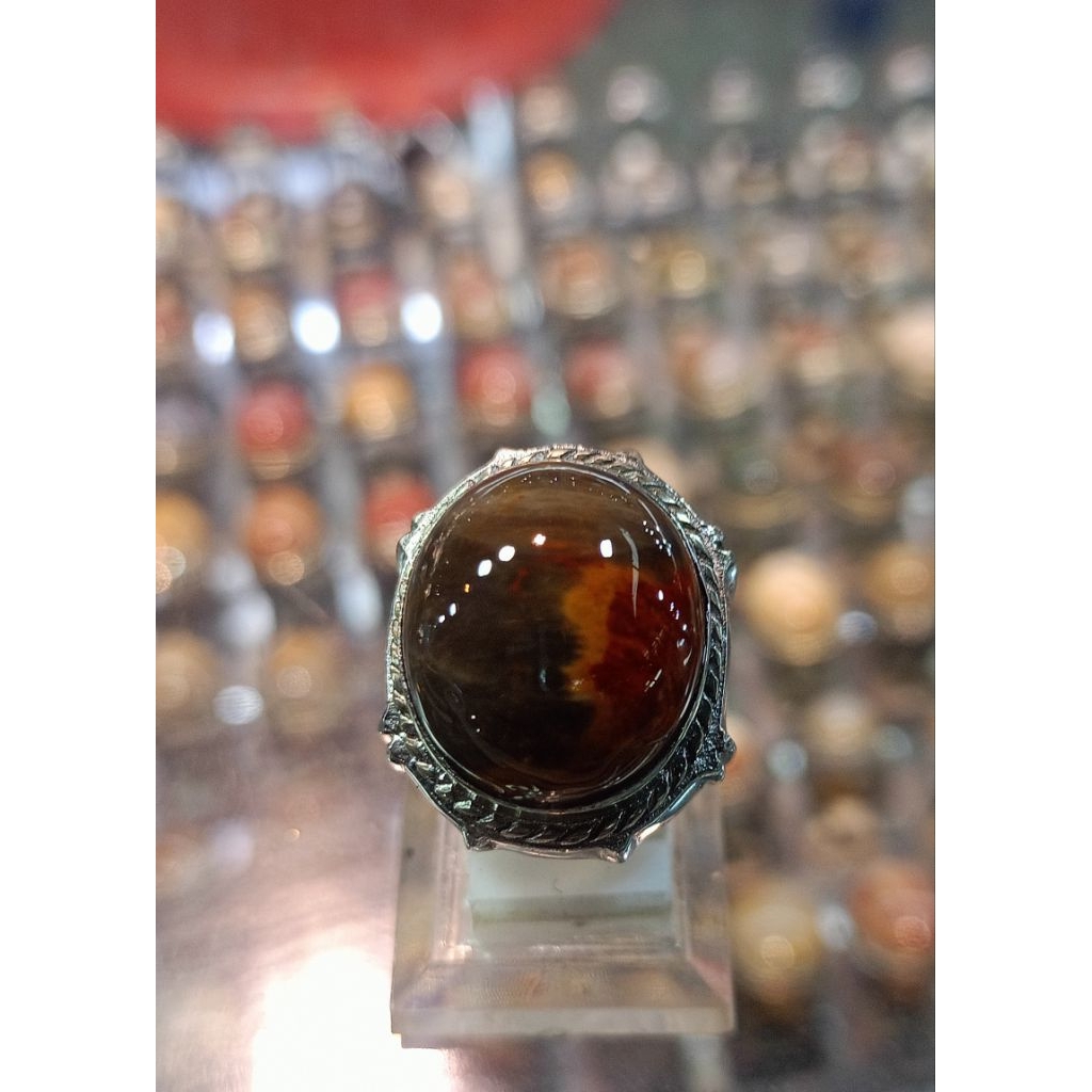 Cincin Fosil Kelor merah (Natural)