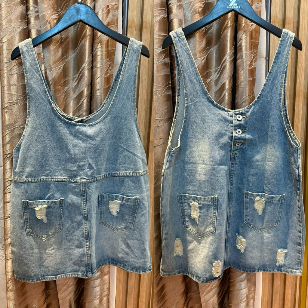 Jumpsuit rok jeans wanita import