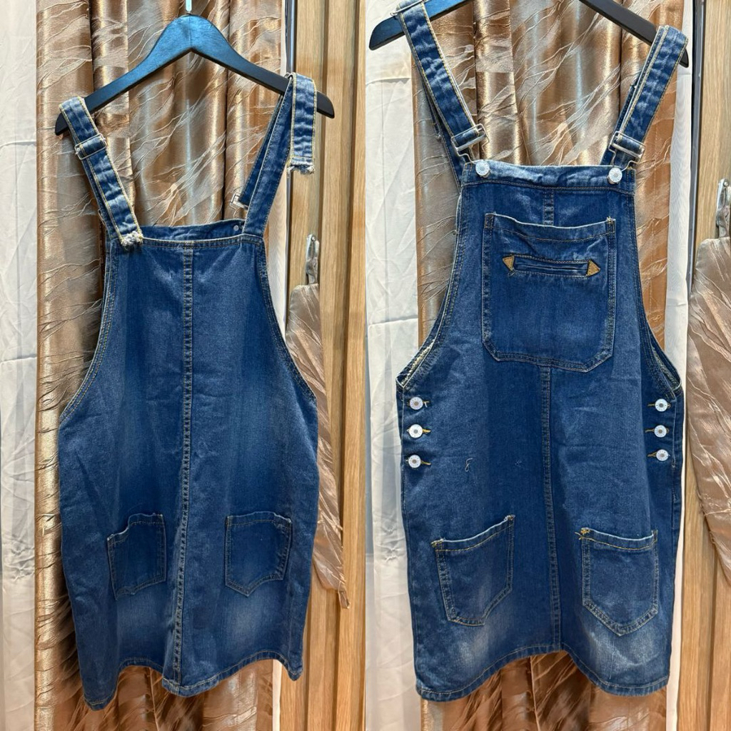 Jumpsuit rok wanita jeans import