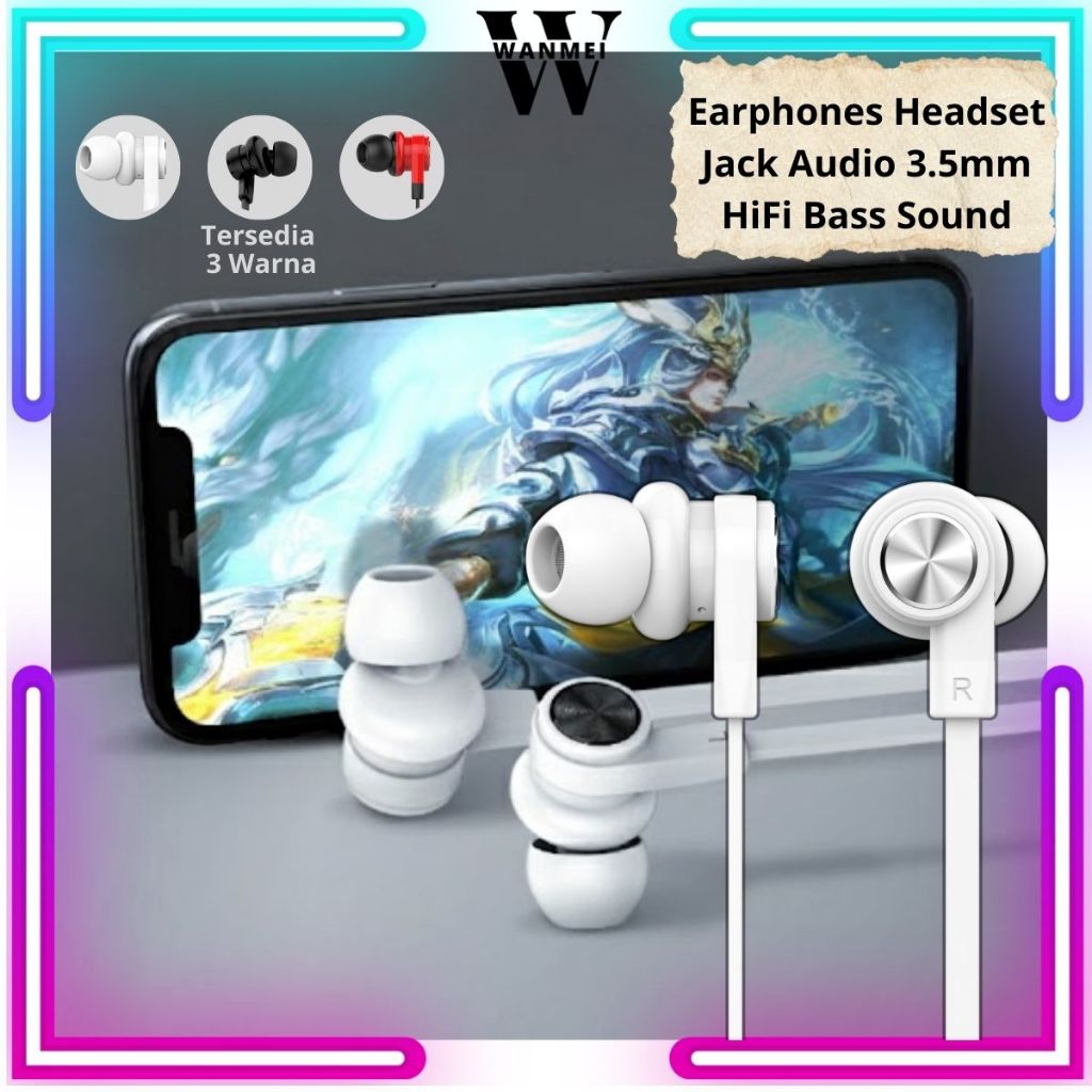 WM Headset Celebrat Kabel Audio Jack – Support HP & PC Nyaman untuk Musik & Panggilan