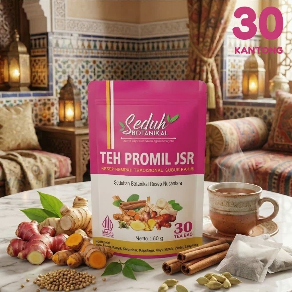 SEDUH BOTANIKAL Teh Promil JSR - 30 Kantong | Ramuan JSR Herbal Penyubur Kandungan & Rahim - Pelanca