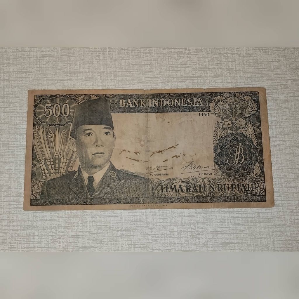 uang kuno 500 rupiah seri Sukarno th 1960 seri X "REPLACEMENT"