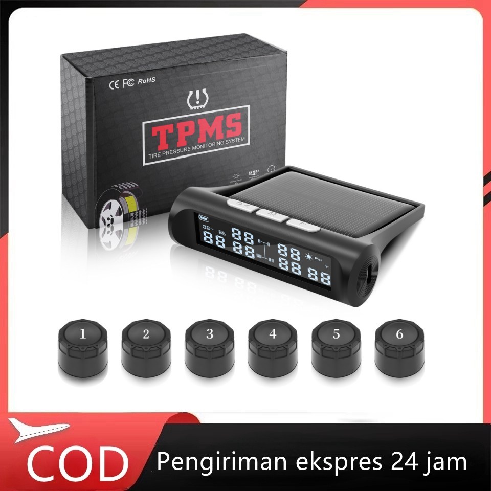 TPMS Sistem pemantauan tekanan ban dengan 6 sensor yang cocok untuk truk, pikap, mobil kemping, dan 