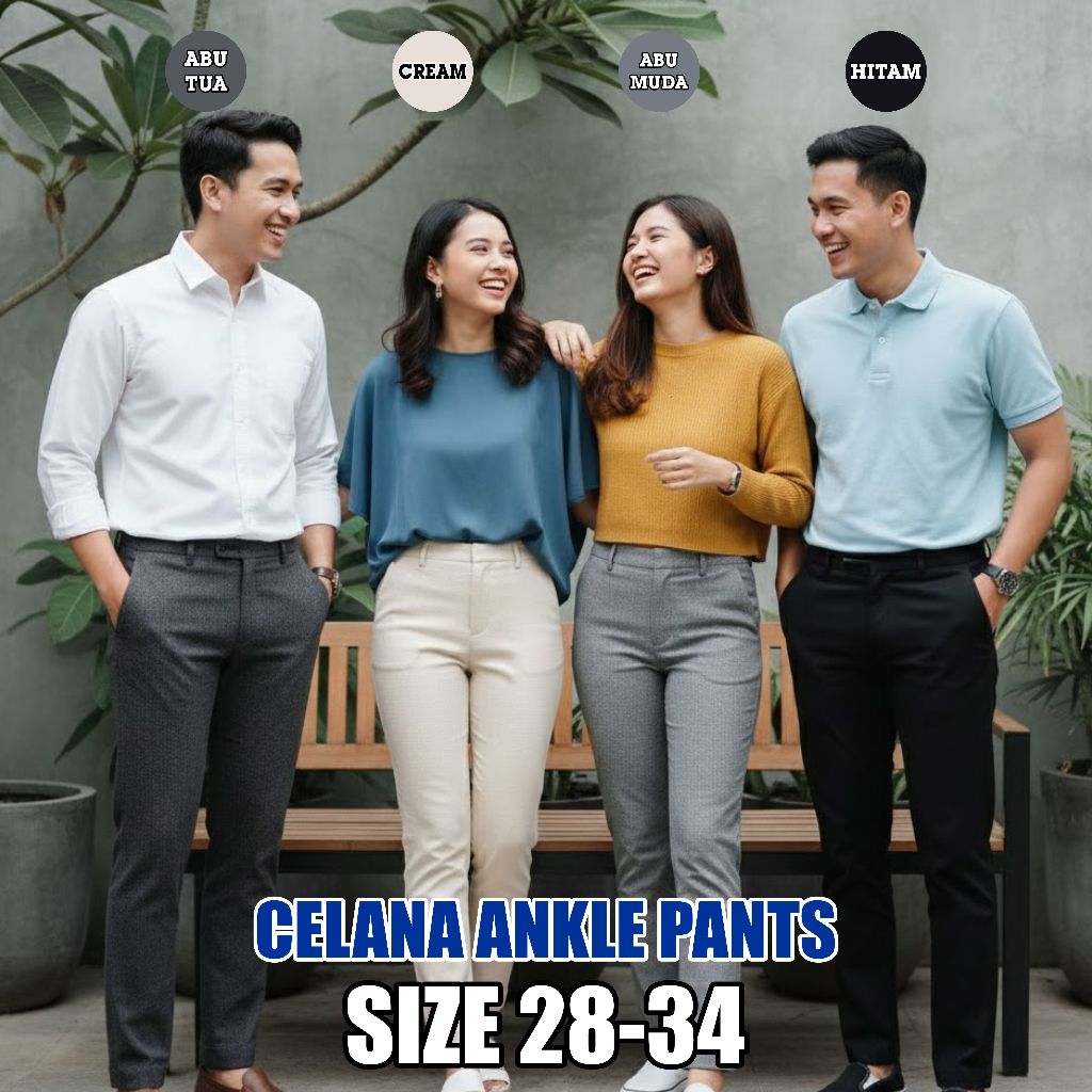 Celana Ankle Pants Pria Clana Formal Kantor Slimfit Korea Celana Bahan Pria Celana