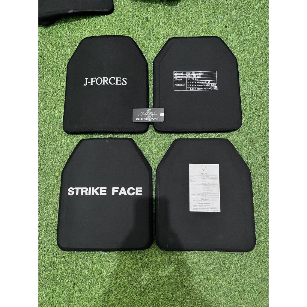 PLAT BAJA STRIKE FACE DAN J-FORCE ANTI PELURU LEVEL 4 UNTUK BODY VEST/ROMPI TNI POLRI ORIGINAL 100%