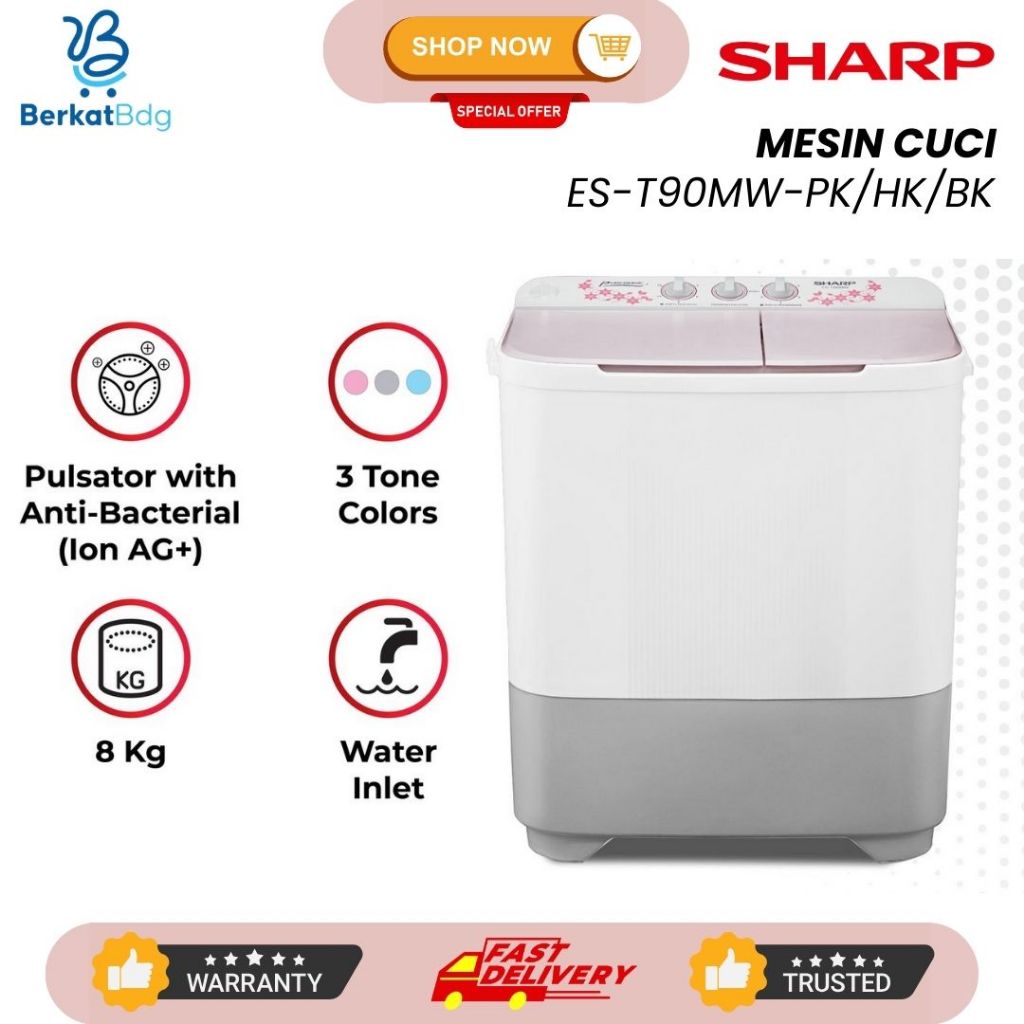 MESIN CUCI 2 TABUNG SHARP  EST90MW 8KG