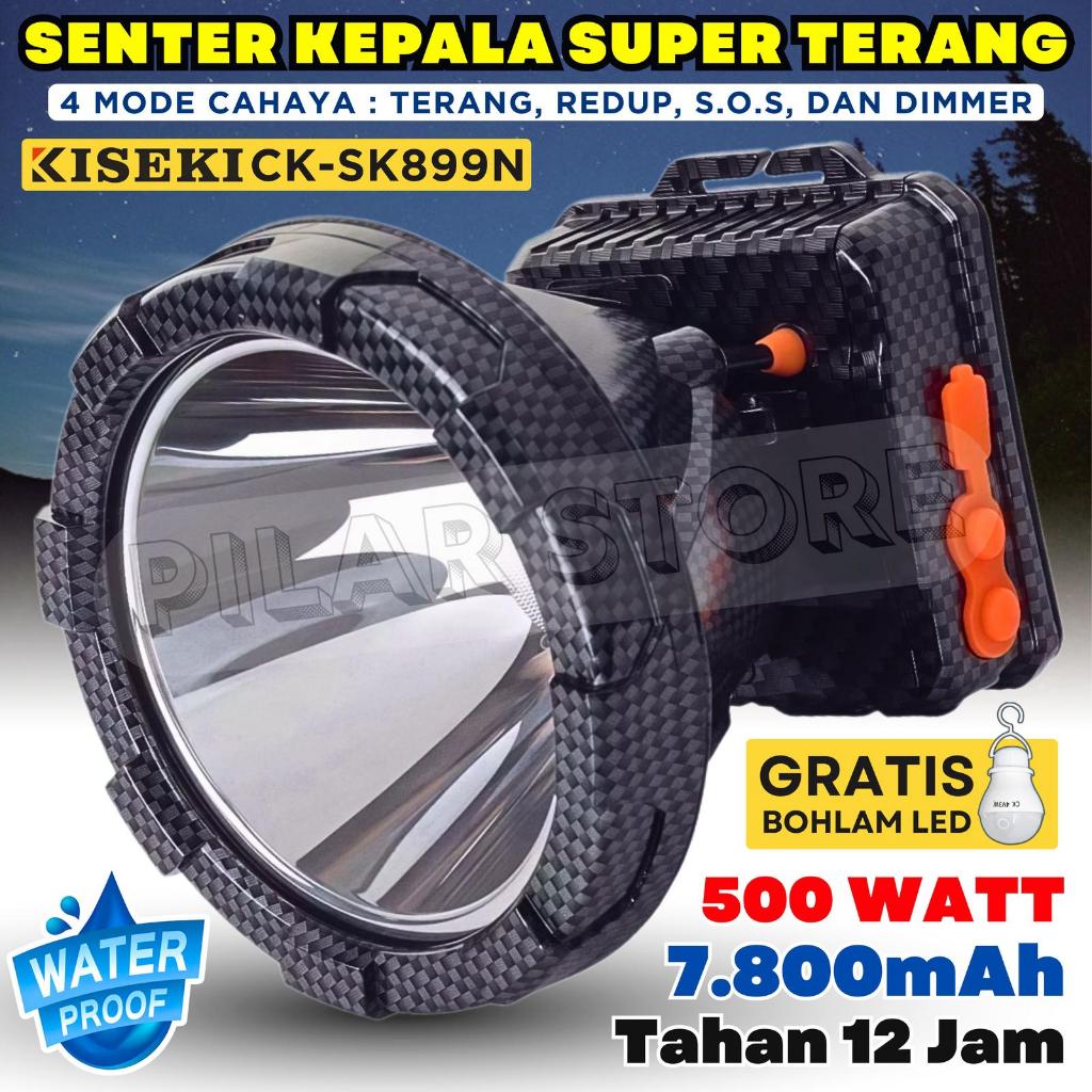 senter kepala led KISEKI 500W CK-SK899N battery 7800mah - cahaya super terang tahan lama - KISKEI CK