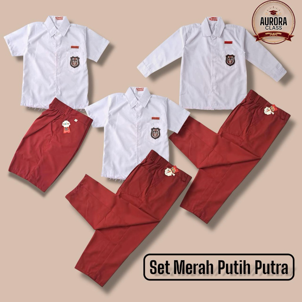 Setelan Seragam Merah Putih Putra Baju Sekolah Anak SD Laki-Laki