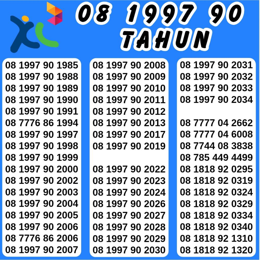 NOMOR CANTIK XL TAHUN LAHIR 1997 SUPPORT 4G&5G KARTU PERDANA XL AXIS AXIATA NOCAN SUPER CANTIK KARTU